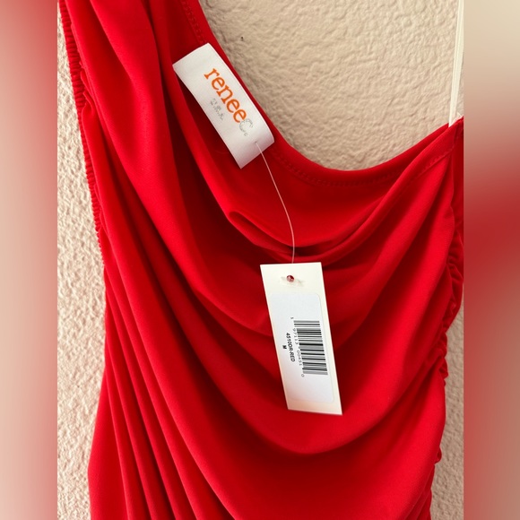 NWT RENEE C. One Shoulder Ruched Bodycon Dress - Picture 9 of 9